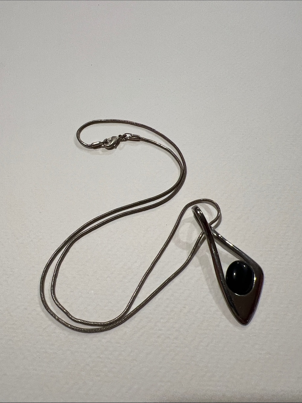 Lia Sophia Silver-tone Pendant Necklace with Black/navy Stone